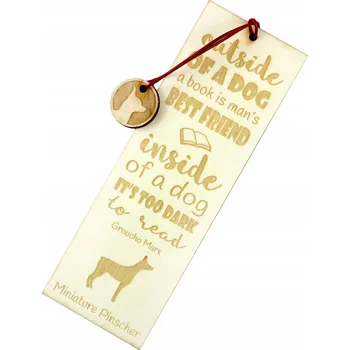 Doplněk ke knize Miniaturní pinč - gravírovaná záložka do knihy se psem, jméno psa
