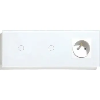 vypínač DOTYKOVÝ SPÍNAČ 1+1 SE ZÁSUVKOU SKLO LED