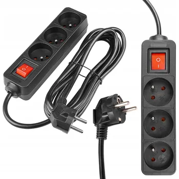 Napájecí kabel Prodlužovací Kabel Silo černý 3x230V 3 m vypínač 6594 VIP