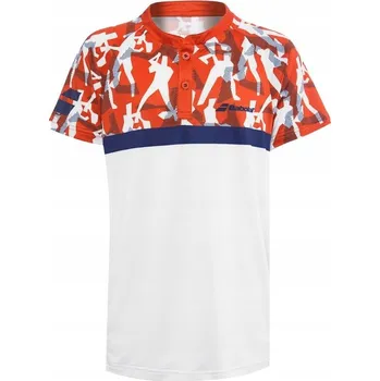 Chlapecké tričko POLOKOŠILE BABOLAT COMPETE POLO BOY WHITE/PUREED PUMPKIN, VELIKOST 140