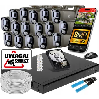 IP kamera Sada MONITORINGU 16 kamer POE 4K UHD 8Mpx APLIKACE, AUDIO, Disk 1TB