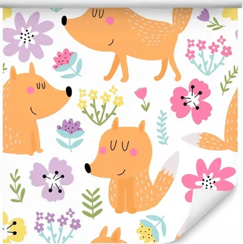 Fototapeta Tapeta pro holčičku LIŠKY Květiny Pohádka Příroda