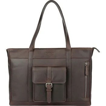Kabelka Dámská kožená kabelka na notebook Sparwell Leone - tmavě hnědá