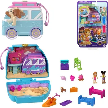 Panenka Mattel Polly Pocket Sada Štěně na pláži HRD36