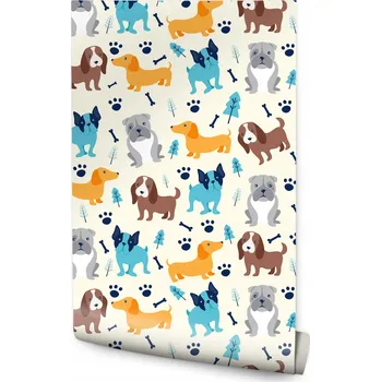 Fototapeta Tapeta pro děti Barevné PEJSCI Stromky Tlapky