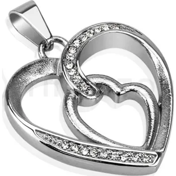 Přívěsek Přívěsek ve tvaru srdce z nerezové oceli zdobený kubickými zirkony TS-PE-0011 - 30 dnů na vrácení zboží, Garance originality
