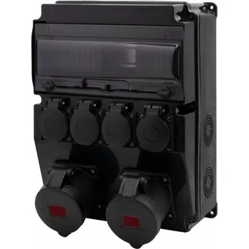 Rozvaděč Černý rozvaděč CAJA 12M SCENIC, zásuvky rovné 2x16A/5P, 4x230V F3.2687