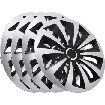 Poklice na kolo Poklice na kola 15" Fox černo stříbrné kryty kol sada 4 kusy