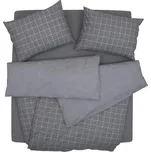 SCANquilt povlečení FLANEL kostka+proužek šedá 140 x 200/70 x 90 cm 213004318