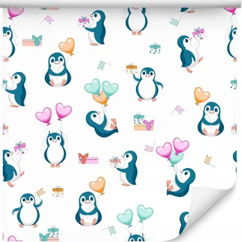 Fototapeta Tapeta pro děti zvířátka TUČŇÁCI srdíčka