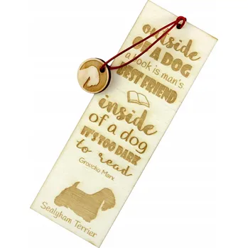 Doplněk ke knize Sealyham teriér - gravírovaná záložka do knihy se psem, jméno psa