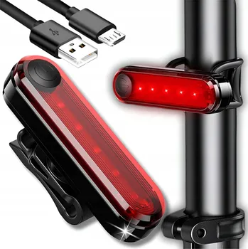 Cyklosvítilna ZADNÍ SVĚTLO NA KOLO LED 50lm USB 4 REŽIMY VODĚODOLNÁ SILNÁ SVÍTILNA