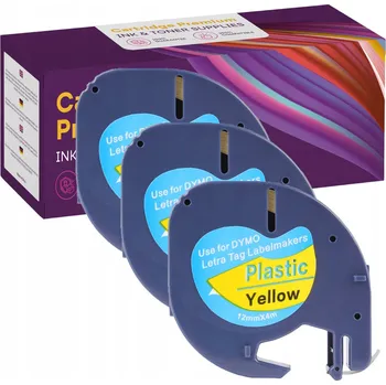 Pásek do tiskárny 3x Páska do DYMO LetraTag 12mm x 4m žlutá 59423 Plas