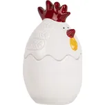 Bílá skleněná dóza s víkem ve tvaru slepičky Chicken - Ø 8*14 cm