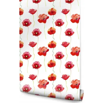 Fototapeta Tapeta do jídelny malované květiny vlčí máky akvarel