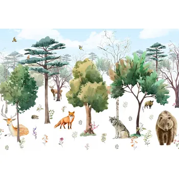 Fototapeta Fototapeta DĚTSKÁ Stromy Zvířata Les 368x254 cm