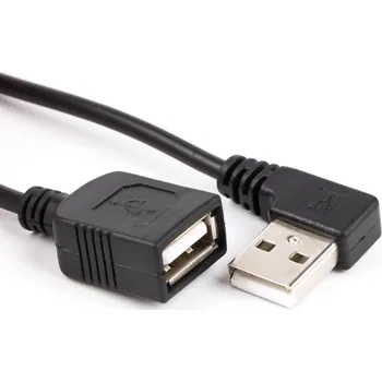 Kabel do PC USB 2.0 prodlužovací kabel typ A-A M ve tvaru L, 20cm, pravý