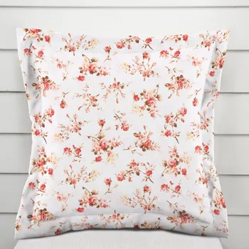 Povlak na dekorativní polštářek Bavlněný povlak na polštář s lemem Sandra SA-304 Oranžovo žluté růžičky na bílém 40 x 40 cm