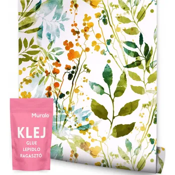 Fototapeta Tapeta listy rostliny barevné tečky do jídelny