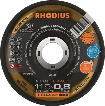Řezný kotouč Rhodius XTK 8 Řezací kotouč 115x0,8x22 inox