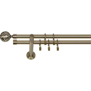 Garnýž Dekodum Dvouřadá moderní garnýž Azur 19 mm starožitné zlato 120 cm