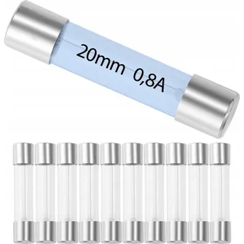 Vrták Skleněná pojistka 20mm 0.8A / 800mA CE WETU 10 Ks. balení