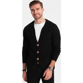 Pánský svetr Ombre Kardigan OM-SWCD-0109 Černá Regular Fit XL
