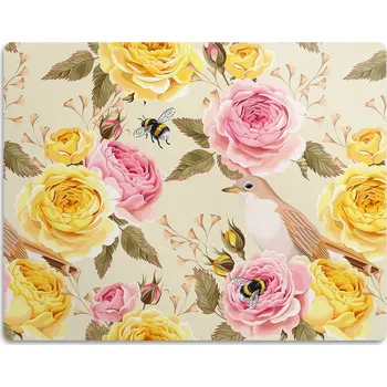 Miska pro psa Ochranná podložka misky pro psy Žluté růže 45x35cm