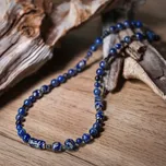 Lampglas Unisex náhrdelník Neptune’s Legacy s ryzím stříbrem v perlách Lampglas, lapis lazuli a Blue Goldstone