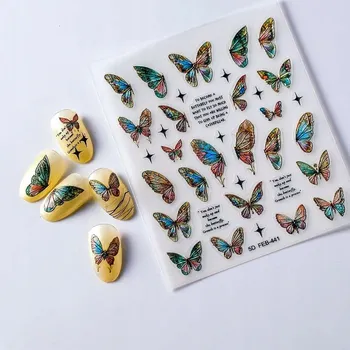 samolepka Samolepky na nehty 3D samolepicí vypouklé vzory MOTÝLI