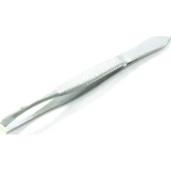 Péče o řasy a obočí Kosmetická pinzeta šikmá pro úpravu obočí a chloupků, ocelová, stříbrná