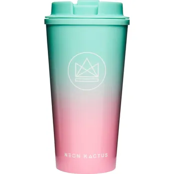 Termohrnek Termohrnek s dvojitou stěnou, 450ml, Neon Kactus, tyrkysovo/růžový