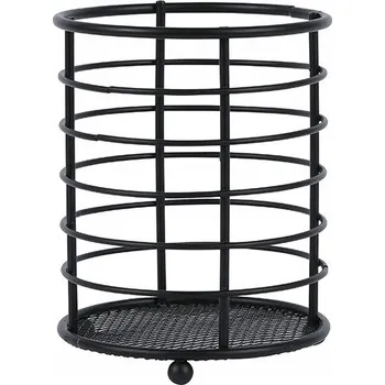 Odkapávač na nádobí Odkapávač stojan na příbory nízký Blackline černý 11x9 cm loftový s prolamovaným dnem