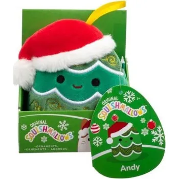 plyšák Squishmallows Vánoční ozdoba Vánoční stromek s čepicí Andy 10 cm