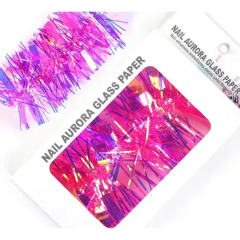 Fólie holografická na nehty efekt skla FUKSJA