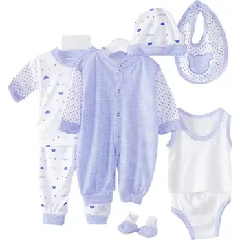 Kojenecká souprava 8mi-dílný kojenecký set pro novorozence do porodnice (0-3 měsíce) Barva: modrá