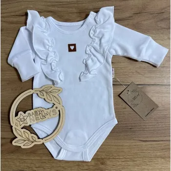 Rostoucí body NATURE, dlouhý rukáv s volánky, bavlna, bílé, Velikost koj. oblečení 68/74 (6-9m)