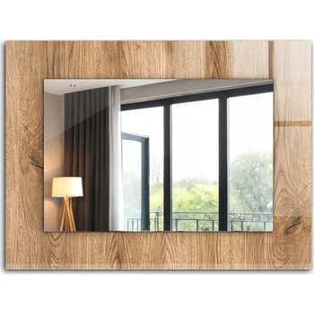 Zrcadlo Krásné moderní zrcadlo s ozdobným rámem dekor loft 80x60 Dřevěná textura