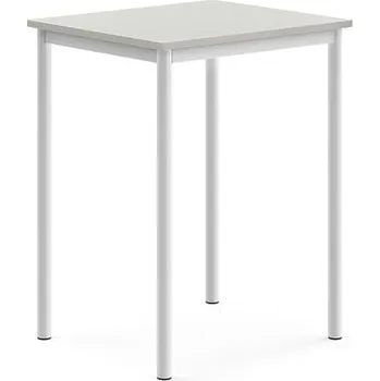 Jídelní stůl Stůl BORÅS, 700x600x900 mm, bílé nohy, HPL deska, šedá