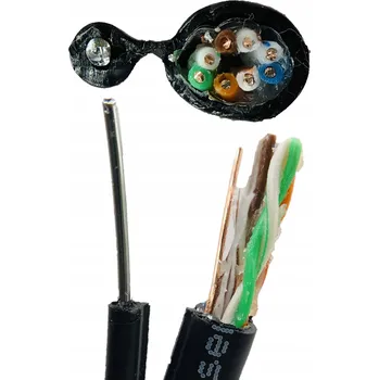 Síťový kabel Internetový LAN síťový kabel żelem plněný FTP kat.5e lanko s nosným drátem 1m