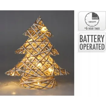 Vánoční dekorace LED vánoční stromek drát papír provázek V30cm