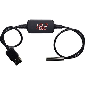 Teploměr osobní Digitální LED teploměr s USB připojením, DS18B20 Modrá