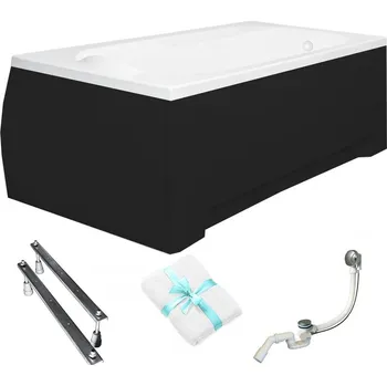 Vana Obdélníková vana s černým krytem Bona 170x70 Besco sifon nožičky držák na ručník