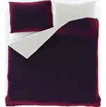 Saténové Prodloužené Povlečení - 140x220 cm, 70x90 cm, Vínová/Bílá Barva