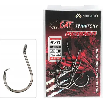 Rybářský háček Zemní Háčky s protihrotem Mikado Cat Territory Beader 6 ks