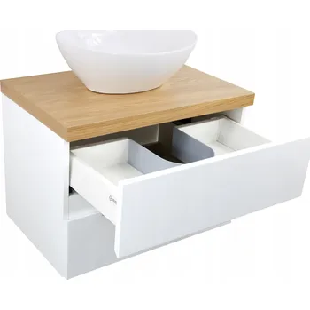 Koupelnový nábytek KOUPELNOVÁ SKŘÍŇKA POD UMYVADLO S DESKOU | 50 CM | BÍLÝ LAK VYSOKÝ LESK