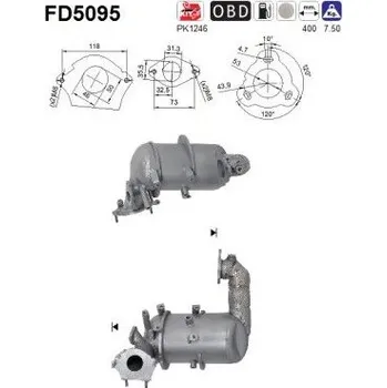 Filtr pevných částic Filtr sazových částic, výfukový systém AS FD5095
