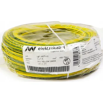 elektrický kabel Kabel LGY 1,5mm žlutozelený 100m 750V