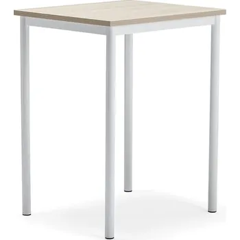 Jídelní stůl Stůl BORÅS PLUS, 700x600x900 mm, bílé nohy, HPL deska, jasan