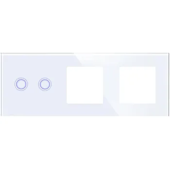 Elektrická zásuvka RÁMEČEK SKLENĚNÝ TROJITÝ PANEL ZÁSUVKA BÍLÁ 2G2F PRO DC SMART HOME